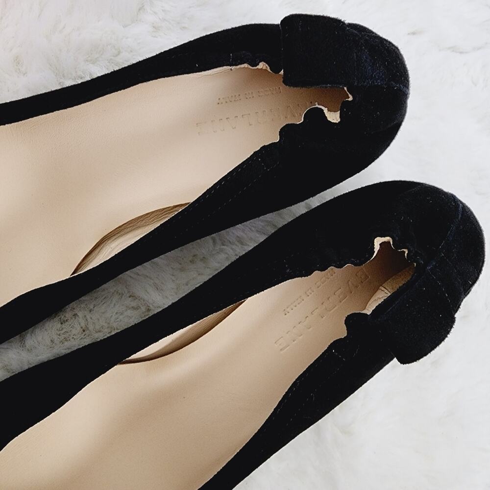 Everlane The Day Block Heel 8.5 Black Suede Leather Round Toe Pump Comfort New - Picture 7 of 12